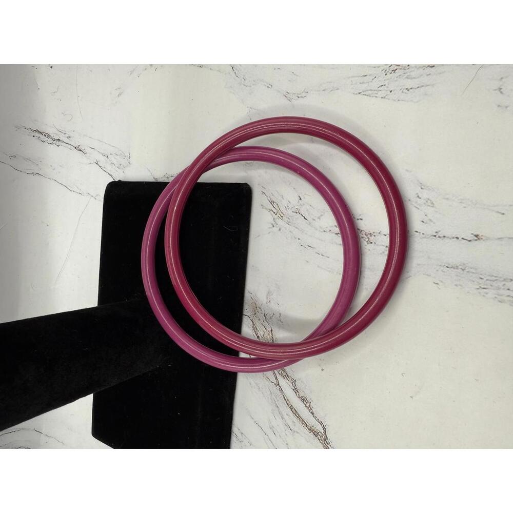 80s Fabulous Fuchsia 8” Hoop Bracelets Double the Fun - Picture 3 of 5